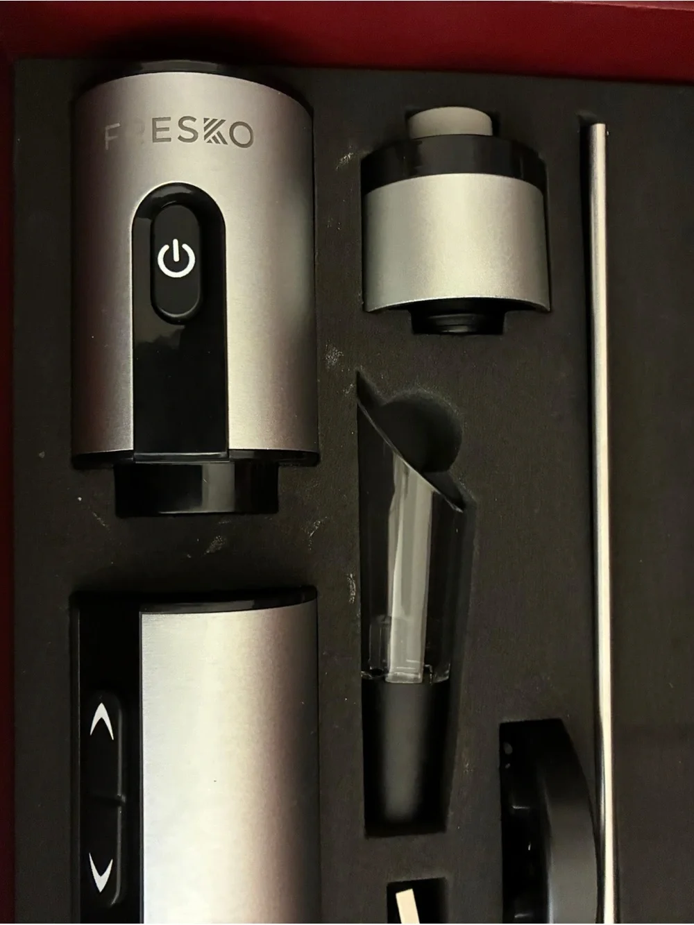 Fresko Vino Tok Electric Wine Opener Set Rechargeable Automatic Corkscrew Silver